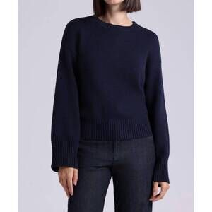 NEW MINNIE ROSE luxe crew pullover in navy